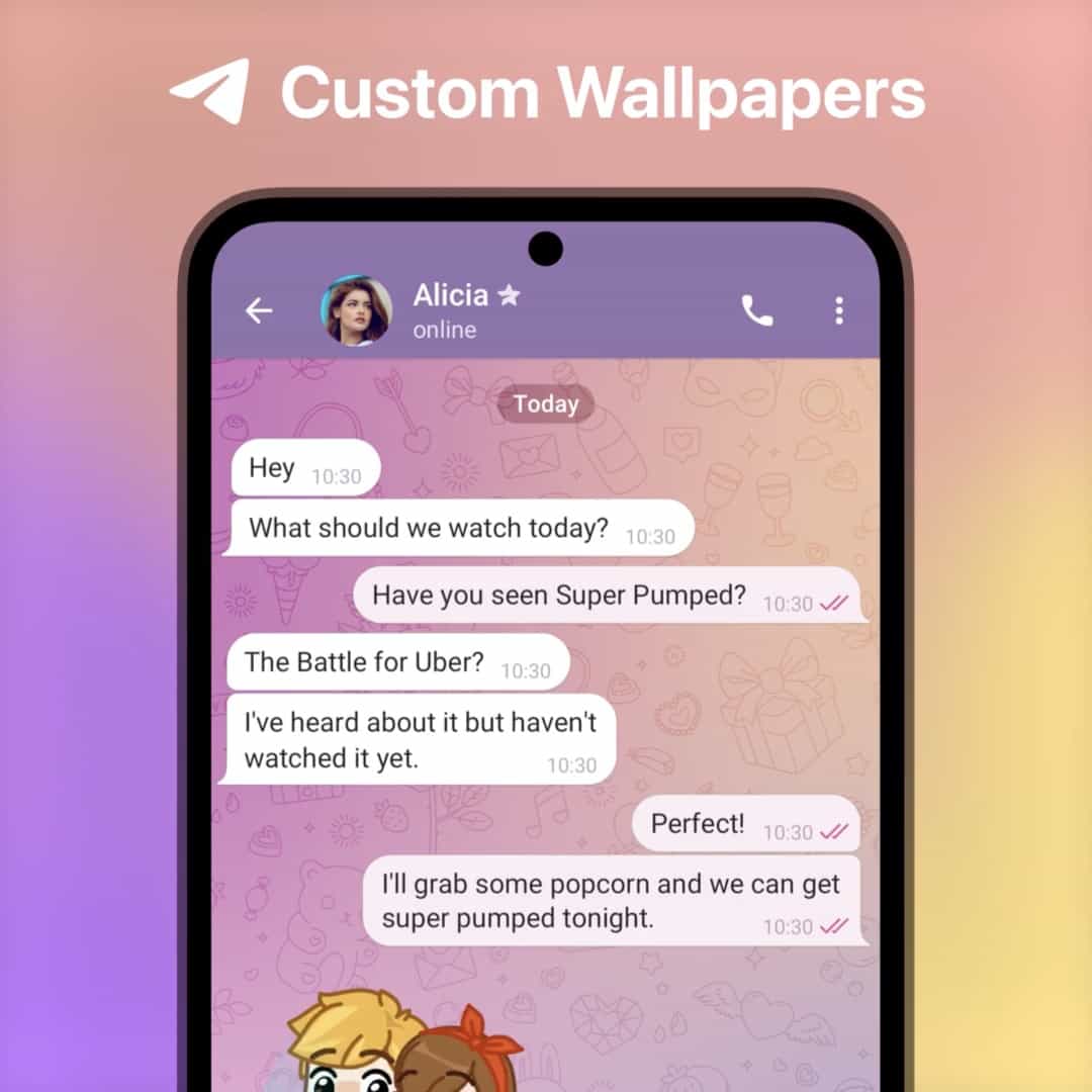 공유 가능한 대화 폴더, 맞춤 배경화면 등