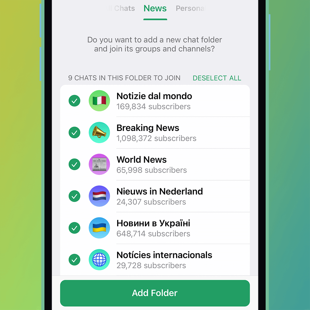 Telegram launches sharable chat folders and more