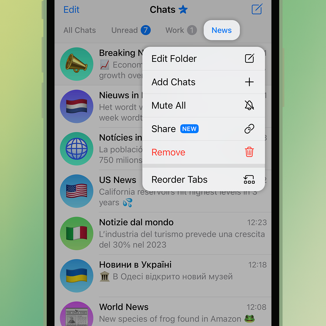 Shareable Chat Folders image