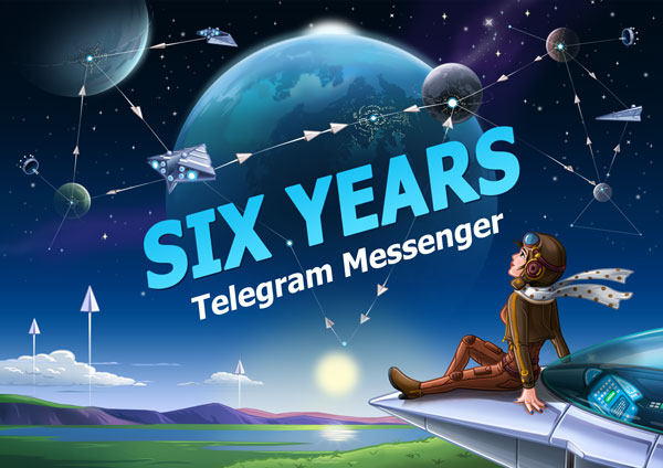 A poster celebrating 6 years of Telegram