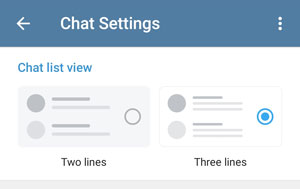 Chat settings, choose between two or three lines per chat