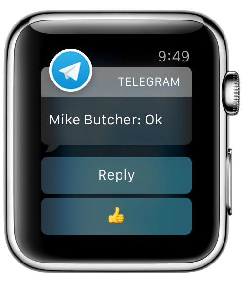Telegram para Apple Watch - Responder notificación