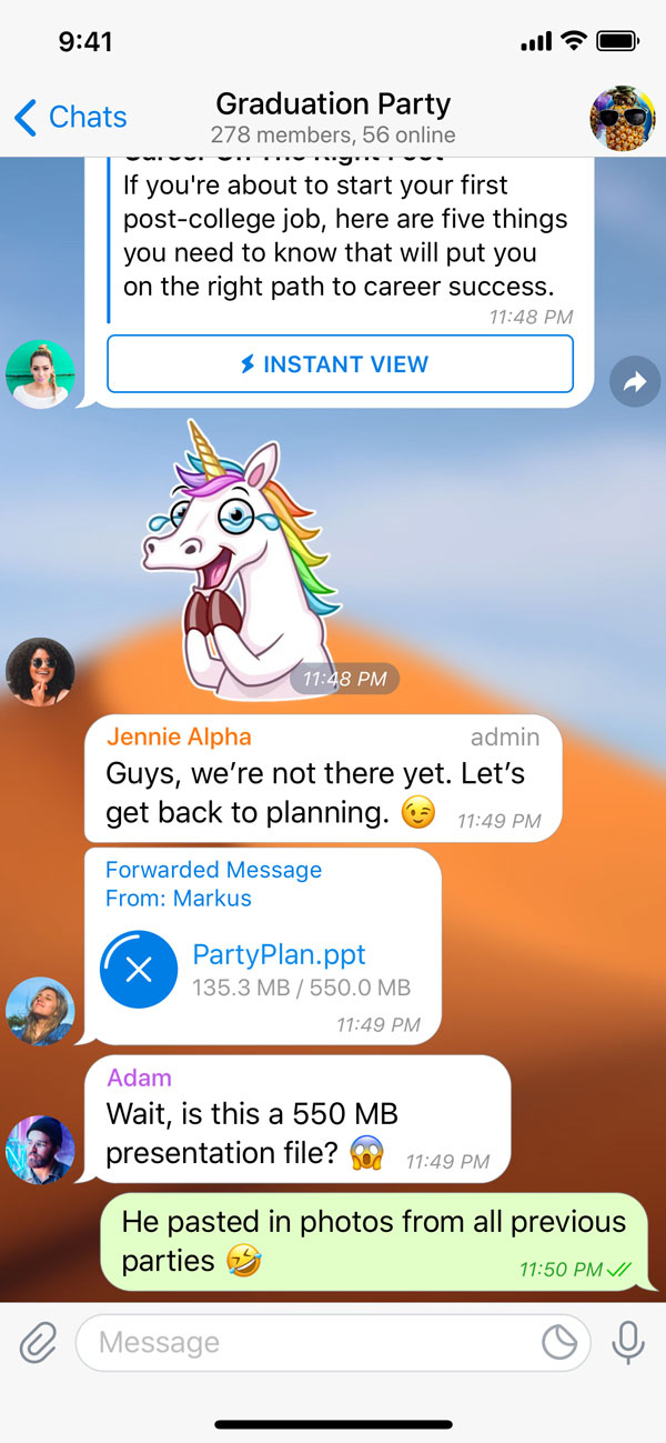 Telegram Logos and App Screenshots